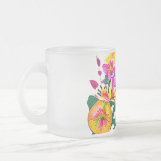Caneca De Café Vidro Jateado Floral Paradise Frosty Glass