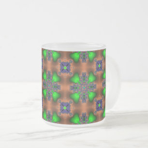 Caneca De Café Vidro Jateado Flores Artdeco em Estilo Retro