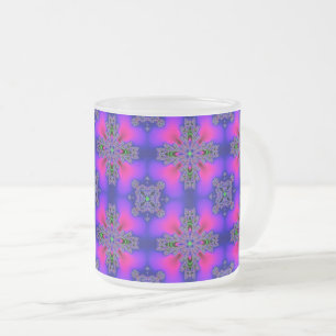 Caneca De Café Vidro Jateado Flores Artdeco em Estilo Retro