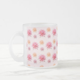 Caneca De Café Vidro Jateado Flores bonito, rosa e amarelas