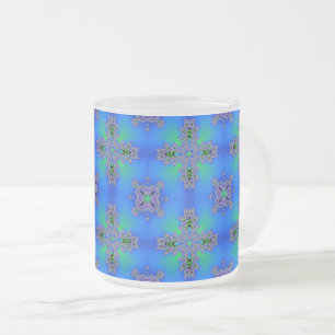 Caneca De Café Vidro Jateado Flores de Artdeco no Estilo Retroativo