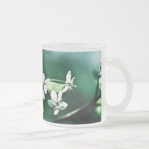 Caneca De Café Vidro Jateado Flores de Cerejeira Brancas