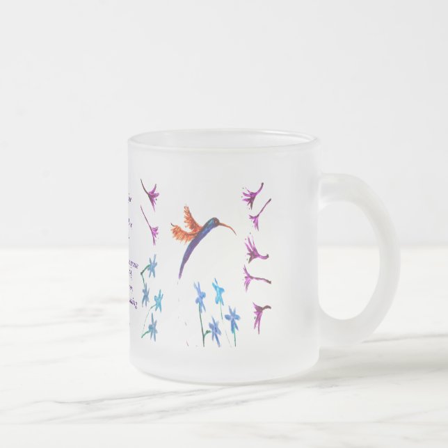 Caneca De Café Vidro Jateado Flores de Hummingbird Personalizadas (Direita)
