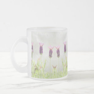 Caneca De Café Vidro Jateado Flores de lavanda
