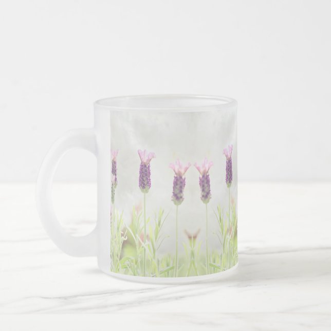 Caneca De Café Vidro Jateado Flores de lavanda (Esquerda)