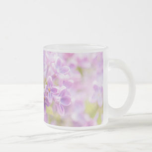 Caneca De Café Vidro Jateado Flores de Lilás Névoa