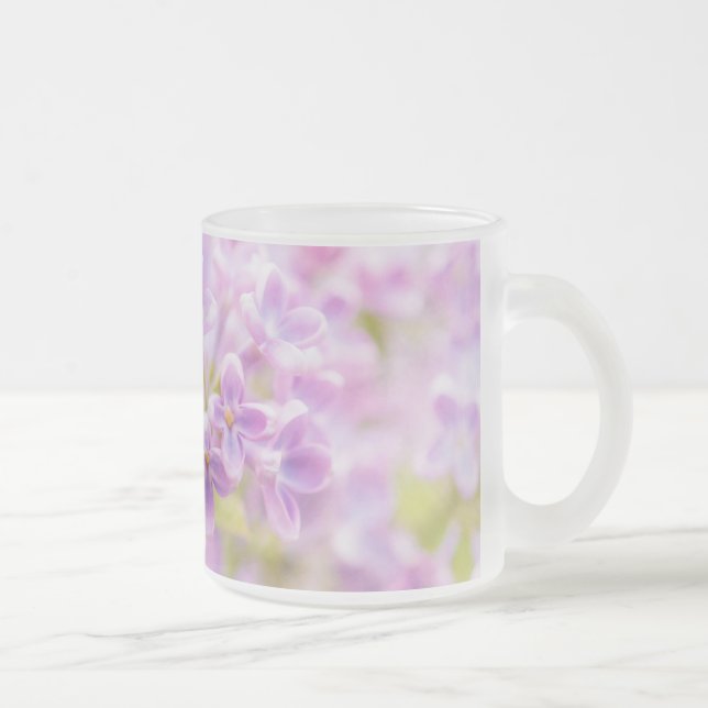 Caneca De Café Vidro Jateado Flores de Lilás Névoa (Direita)