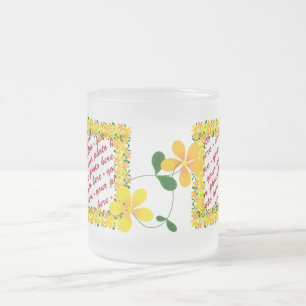 Caneca De Café Vidro Jateado Flores de Moldura Laranja e Amarela