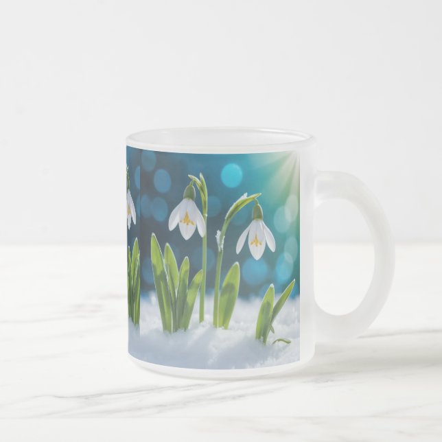 Caneca De Café Vidro Jateado Flores de Neve (Direita)