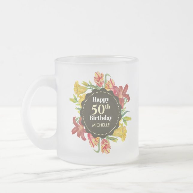 Caneca De Café Vidro Jateado Flores de primavera Brilhantes Vibrantes Fiavam po (Esquerda)