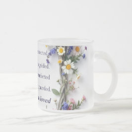Caneca De Café Vidro Jateado Flores e Escrituras Cerâmicas 11oz