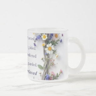 Caneca De Café Vidro Jateado Flores e Escrituras Cerâmicas 11oz