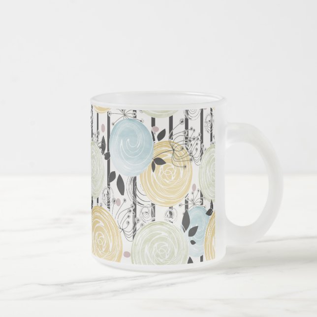 Caneca De Café Vidro Jateado Flores retrô e abstratas (Direita)