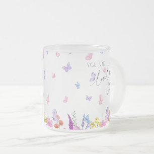 Caneca De Café Vidro Jateado Flores silvestres Bíblia cristã verso