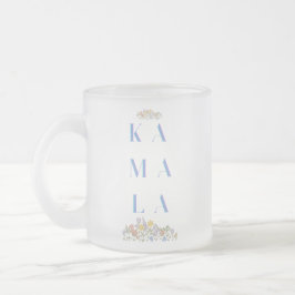 Caneca De Café Vidro Jateado Flores. Sutil. Kamala Harris