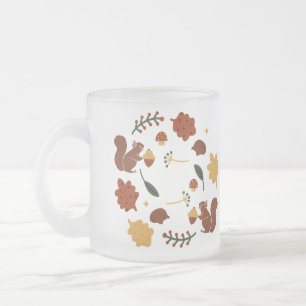 Caneca De Café Vidro Jateado Floresta de queda de esquilo personalizada