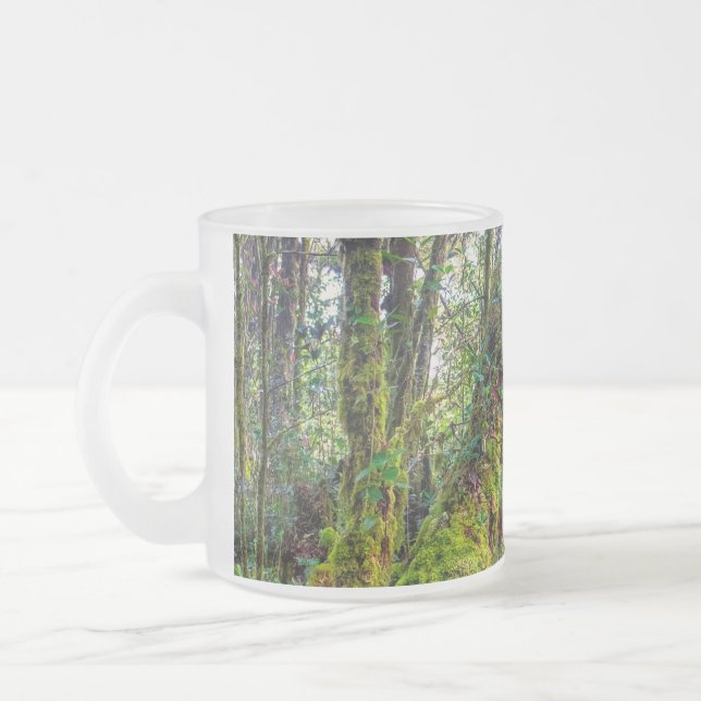 Caneca De Café Vidro Jateado Floresta Musgosa (Esquerda)