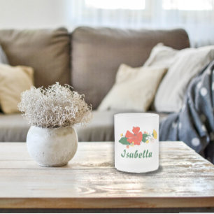 Caneca De Café Vidro Jateado Folhas verdes e palha amarelas