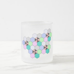 CANECA DE CAFÉ VIDRO JATEADO FORMAS COLORIDAS DE HEXAGON