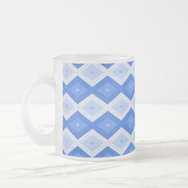 Caneca De Café Vidro Jateado Formas de diamante azul (Esquerda)