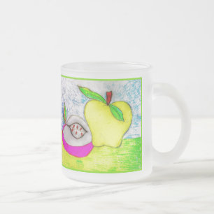 Caneca De Café Vidro Jateado Fosco Apple pop