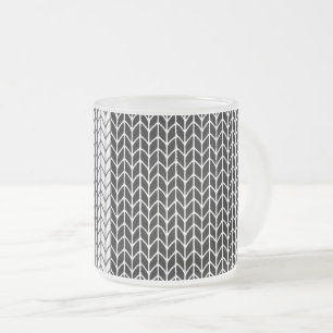 Caneca De Café Vidro Jateado FOSCO branco e preto