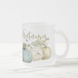 Caneca De Café Vidro Jateado Fosco de Abóbora Azul de outono