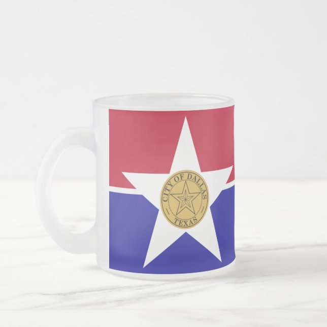 Caneca De Café Vidro Jateado Fosco de caneca de vidro - bandeira de Dallas (Esquerda)