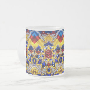 Caneca De Café Vidro Jateado Fosco de caneca de vidro pequena com Romênia Color