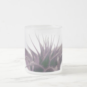 Caneca De Café Vidro Jateado Fosco de girassol em crescimento