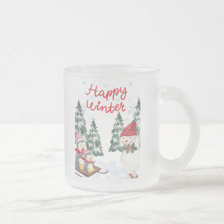 Caneca De Café Vidro Jateado Fosco de inverno