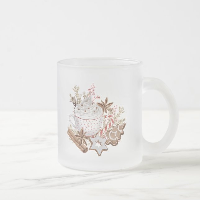 Caneca De Café Vidro Jateado Fosco de Natal Coffee Mug (Direita)