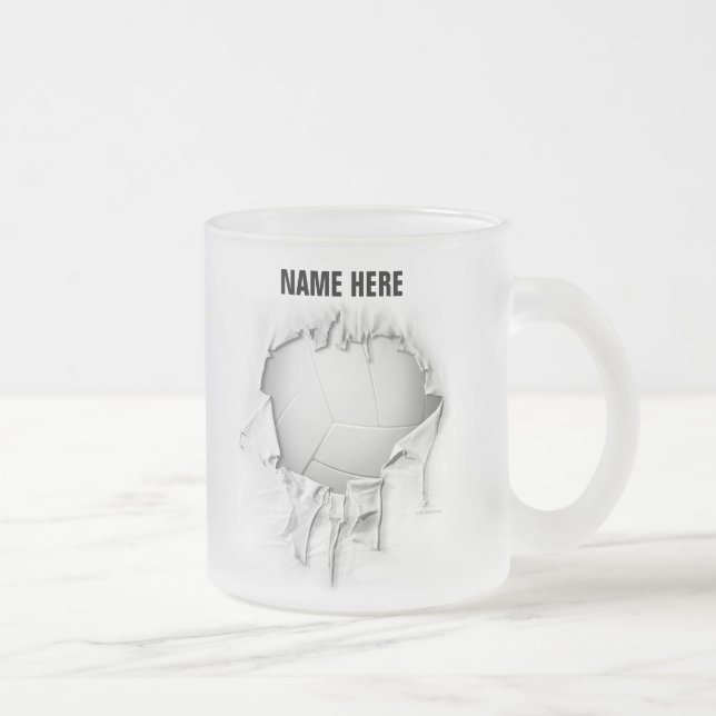 Caneca De Café Vidro Jateado Fosco De Voleibol Despedaçado (Direita)