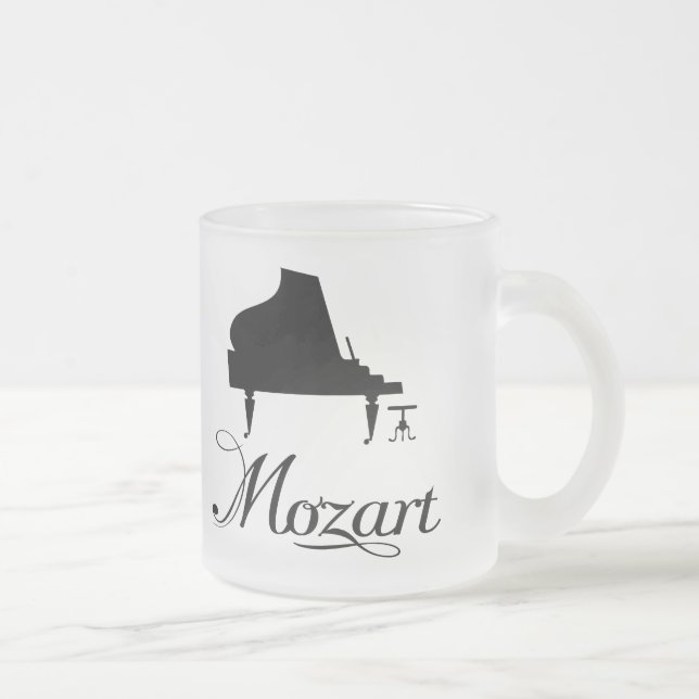 Caneca De Café Vidro Jateado Fosco Drinkware do presente do piano de Mozart (Direita)
