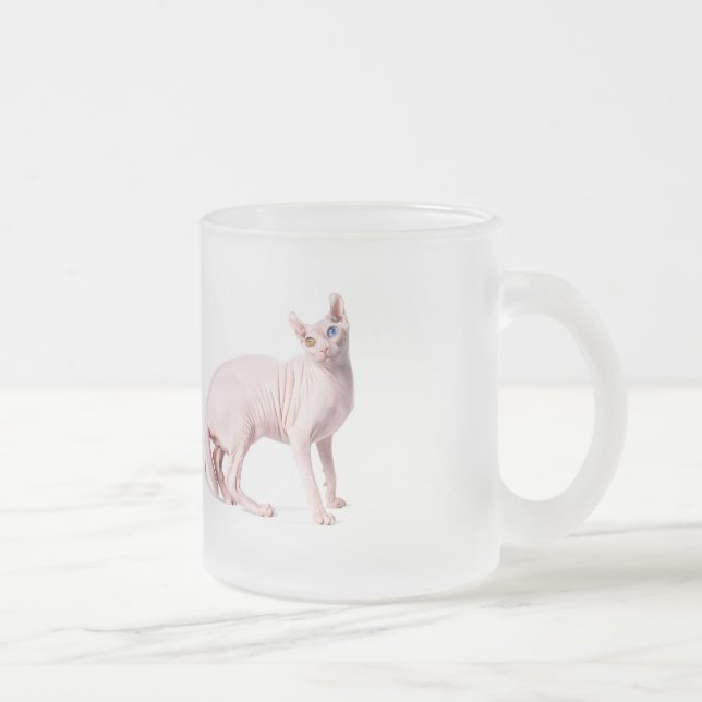 Caneca De Café Vidro Jateado Fosco esfinge branco (Direita)