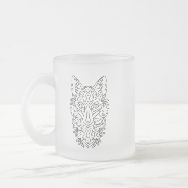 Caneca De Café Vidro Jateado Fosco Estilizado (Esquerda)