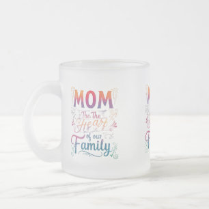 Caneca De Café Vidro Jateado Fosco Glass Mug 10 oz - "Mãe: O Coração de Nossos