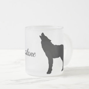Caneca De Café Vidro Jateado Fosco Glass Mug-Yellowstone Wolf