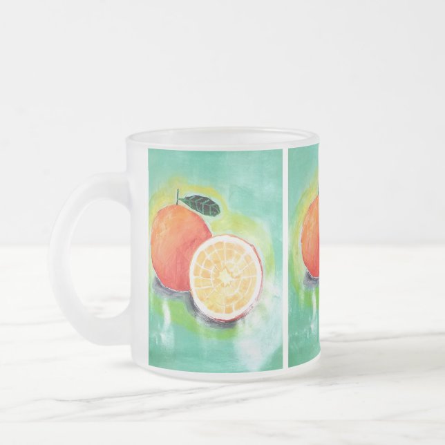Caneca De Café Vidro Jateado Fosco Laranja Delicioso (Esquerda)