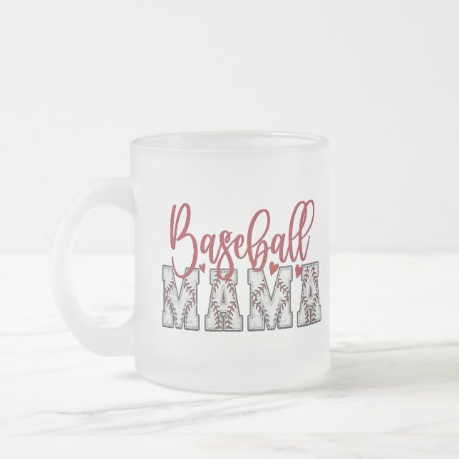 Caneca De Café Vidro Jateado Fosco Mama Baseball Mug (Esquerda)
