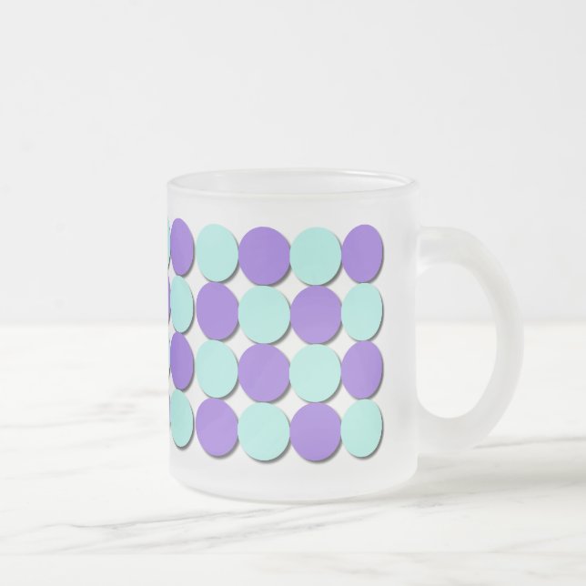 Caneca De Café Vidro Jateado Fosco Mug Aqua e Bolinhas Azuis (Direita)