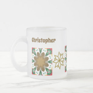 Caneca De Café Vidro Jateado Fosco Natal Mug Holiday Torre 🎄 Editável