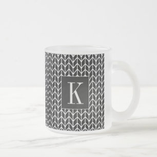 Caneca De Café Vidro Jateado FOSCO NEGRA Vidro Mate + II inicial