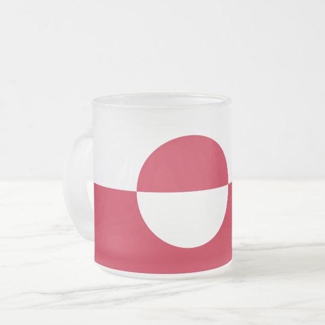 Caneca De Café Vidro Jateado Fosco pequena caneca de vidro com bandeira da Gron (Frente Esquerda)