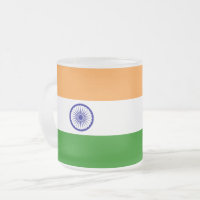 Fosco pequena caneca de vidro com bandeira da Índi
