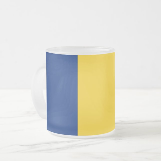Caneca De Café Vidro Jateado Fosco pequena caneca de vidro com bandeira da Romê (Frente Esquerda)
