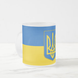 Caneca De Café Vidro Jateado Fosco pequena caneca de vidro com bandeira da Ucrâ