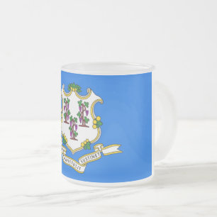 Caneca De Café Vidro Jateado Fosco pequena caneca de vidro com bandeira de Conn