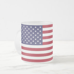 Caneca De Café Vidro Jateado Fosco pequena caneca de vidro com bandeira dos EUA