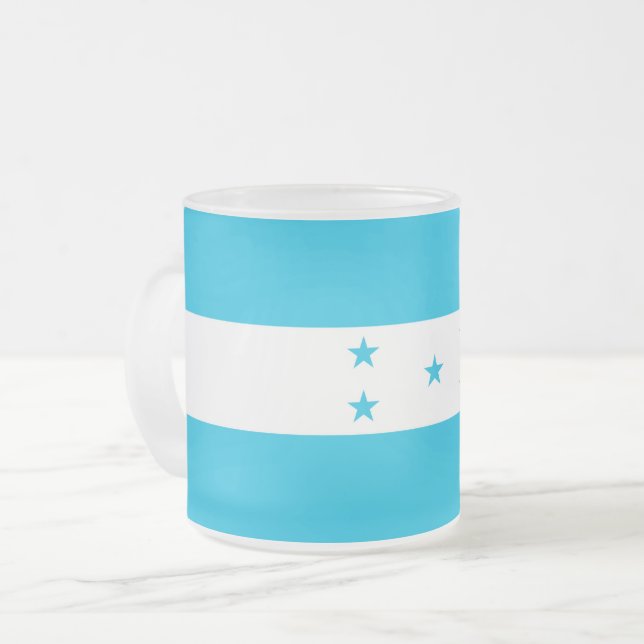 Caneca De Café Vidro Jateado Fosco pequeno caneca de vidro com bandeira de Hond (Frente Esquerda)